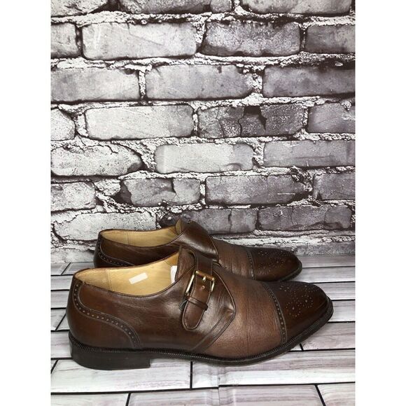 MEZLAN ATHENS Brown Leather Oxford Buckle Dress Monk Strap Shoes Men Sz 8.5M US main image 14
